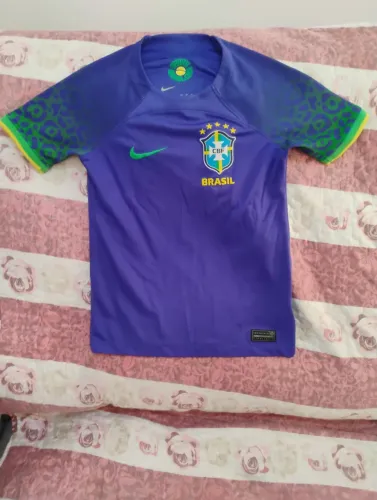 Camisa CBF 2022 infantil 8 anos Azul
