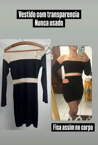 Vestido preto com transparência 