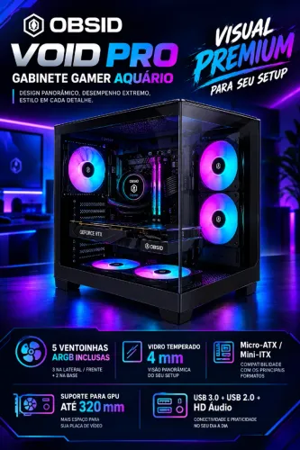 Gabinete Gamer OBSID 5x Ventoinhas Reverse Blade