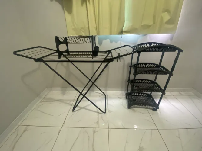 Varal de chão + escorredor de louças + fruteira 