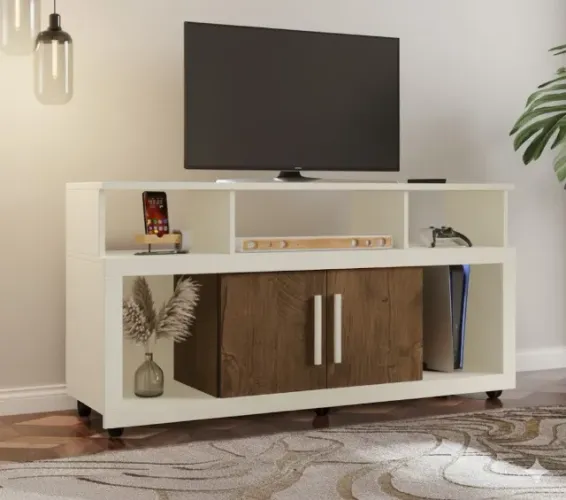 Rack Star Off White/Canela atena ate 50 polegadas