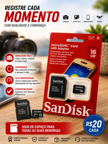 Cartões de memória SANDISK 16GB lacrados
