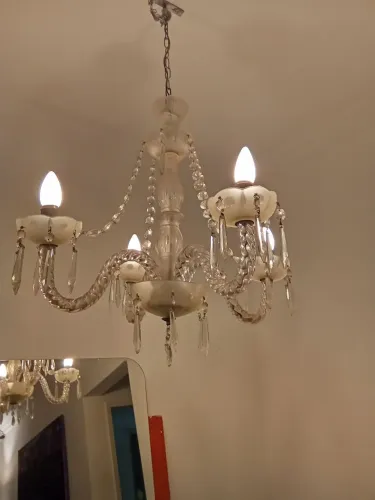 Lustre Antigo de Cristal 4 Braços - Estilo Fazenda Mineira (Vintage)