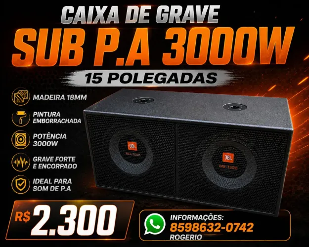 CAIXA DE SUB P.A 3000W 15 POLEGADAS