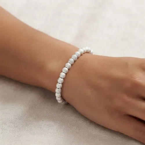 Pulseira Bolinhas Foscas Texturizadas Banhada Prata 925