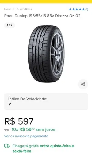 195 55 15 dunlop zerado nunca usado