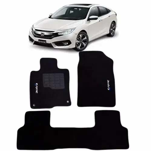 Tapete Carpete Honda New Civic G-10 2017 à 2020 Bordado - Preto - 3 pçs