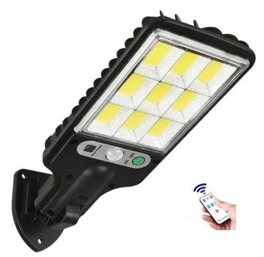 Luminária Parede Energia Solar Recarregável 108 Leds Controle Remoto Sensor Presença 25w