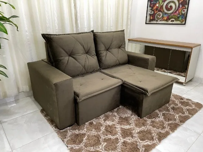 Sofá Retrátil Reclinável Vogue 1.80m Marrom Até 12x - Frete Grátis