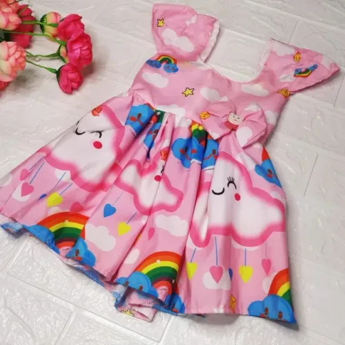 Vestido Rodadoo Personagem Nuvenzinha Infantil Veste 1 E 2 Anos