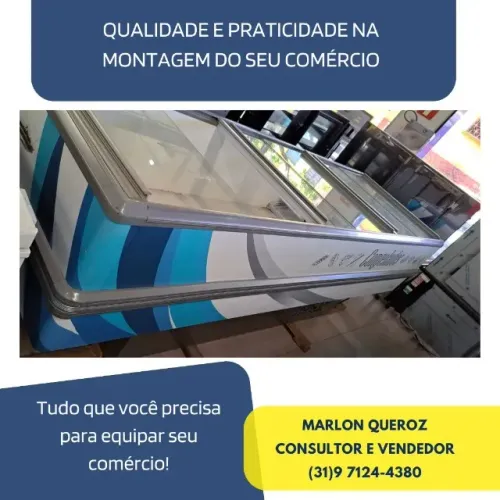 Ilha de Congelados Branca com Iluminação