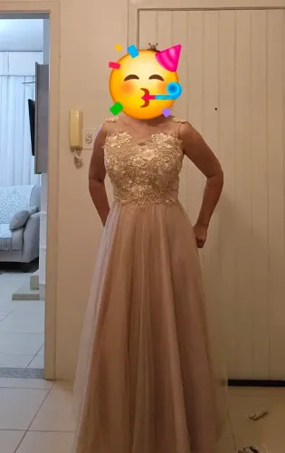 Lindo vestido longo de festa tam P cor nude