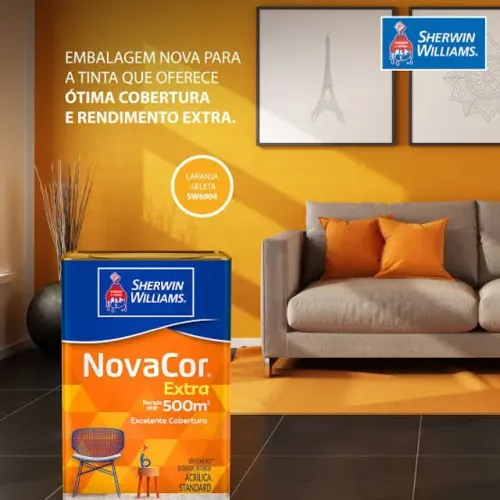 Tinta acrílica fosca Novacor Extra Parede 18L Sherwin Willians Perola