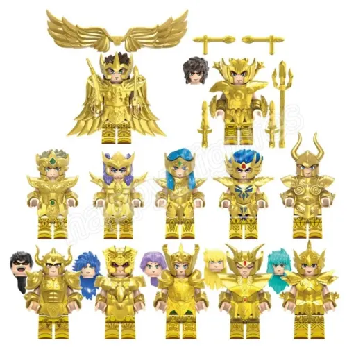 coleção cavaleiros do zodiaco tipo lego 12 cavaleiros ouro