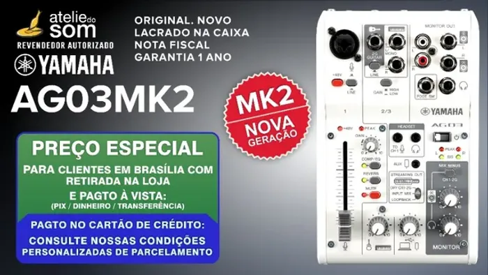 YAMAHA AG03　　yamahaag03 Mixer De Áudio Yamaha - Ag03 - Ponto Eletrônico