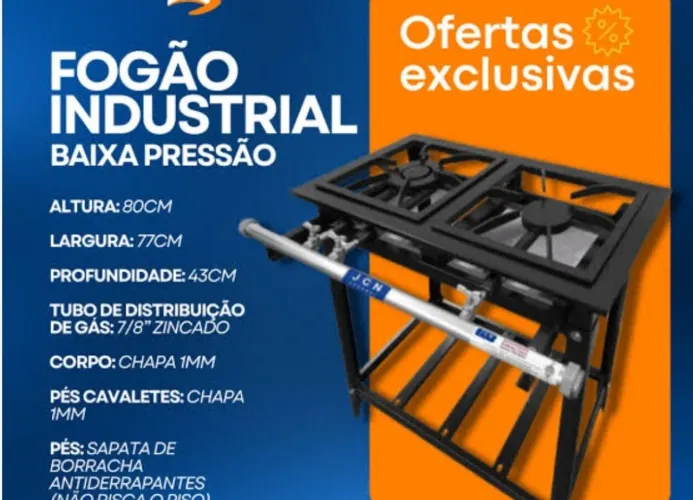 Fogão Industrial Baixa Pressão 2 Bocas - Oferta Exclusiva!
