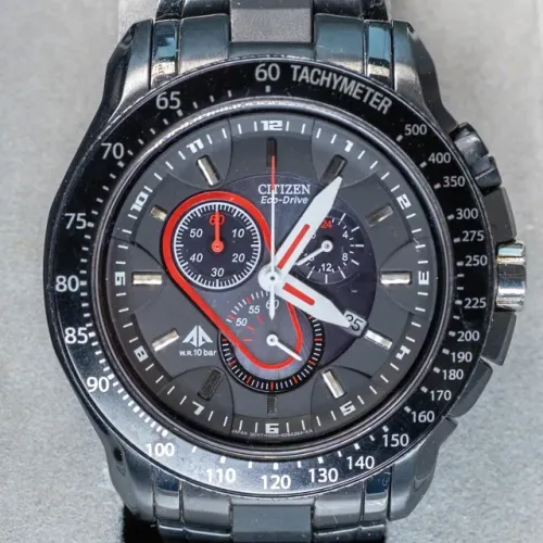 Citizen Eco-Drive H500 Safira Cronógrafo - Aço Inox IP - Caixa/Manual