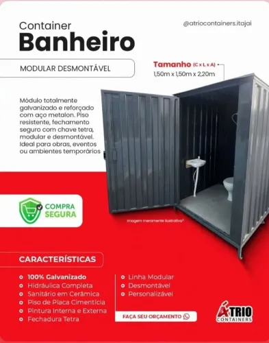 Container banheiro cores a escolha