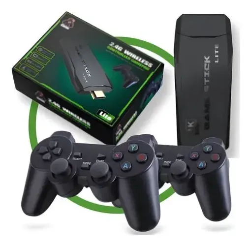Game stick 4k 64GB 2 controles sem fio Console portátil Jogos Retro Antigo