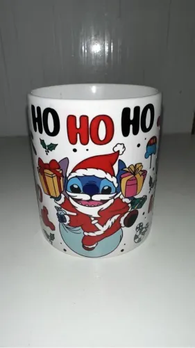 Xícaras sublimadas Stitch de Natal