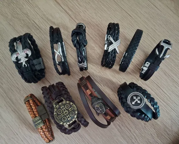 Kit com 10 Pulseiras Masculinas tam 19cm