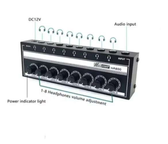 Amplificador de áudio Ha800 8 canais