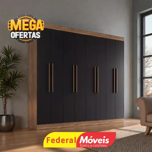 Guarda Roupa Casal em MDF 8 Portas 4 Gavetas Mega Promoção - Entregamos