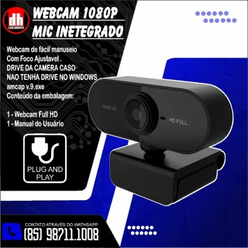 WebCam HD 1080p com Microfone Integrado - Perfeita para Reuniões e Aulas Online!