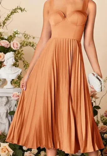 Vestido de dama de honra Plissado Bustiê