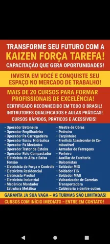 Cursos de capacitação, certificação por competência em geral.