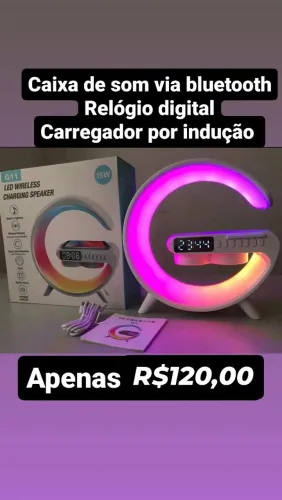 Caixa G Speaker via bluetooth com LED RGB e carregador por indução/ PREÇO IMBATÍVEL