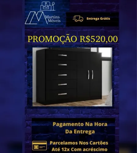GRANDE PROMOÇÃO*CÔMODA 02 PORTAS 05 GAVETAS ENTREGA GRÁTIS ACEITA CARTÃO