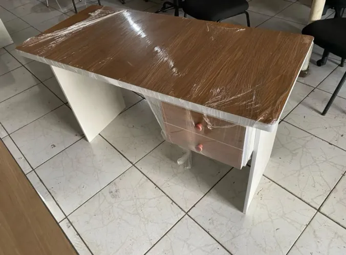 new mesa escrivaninha branco/loiro freijo, frete grátis