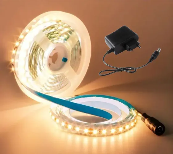 FITA LED BRANCO QUENTE 5 METROS COM FONTE