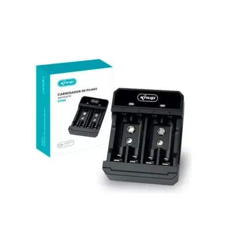 CARREGADOR DE PILHAS AA/AAA/9V ENTRADA TIPO-C KNUP CP600