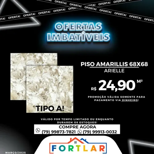 Piso tipo A só 24,90 