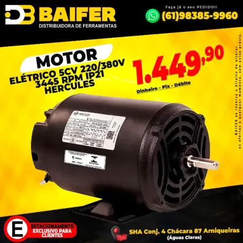 Motor Elétrico 5Cv 220/380v 3445 Rpm Ip21 Hercules
