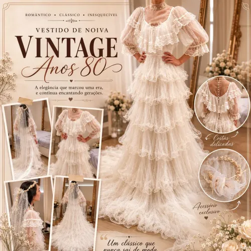 Vestido de noiva vintage anos 80