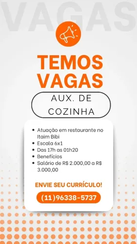 Auxiliar de Cozinha - Restaurante