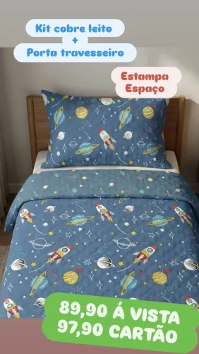 Kit cobre leito dupla face espacial