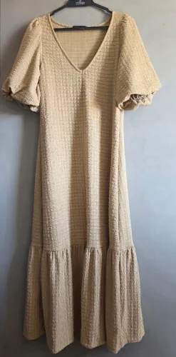 Vestido midi a collection bege, tamanho P