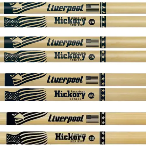 Baquetas Liverpool 2B 5A 5B 7A American Hickory Series Profissional Kit Par Para Bateria