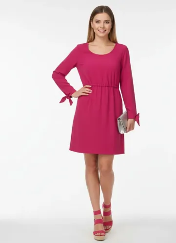Vestido Rosa De Manga Comprida