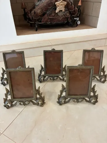 Conjunto de 5 porta retratos vintage 8x11 em bronze