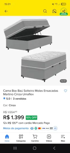 Cama de solteiro com baú