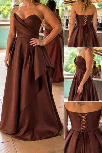 Vestido de festa Marrom