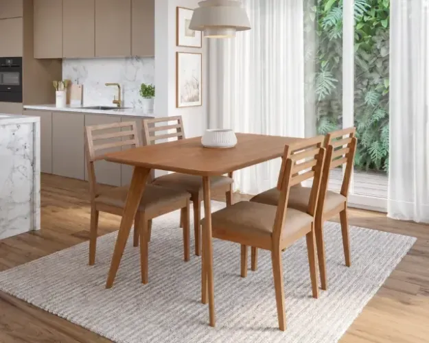 Mesa Acerola 1,30 04 Cadeiras Madeira