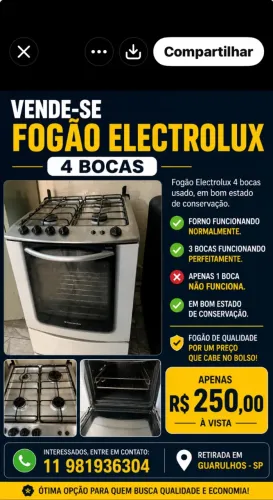 Fogão Electrolux 4 bocas