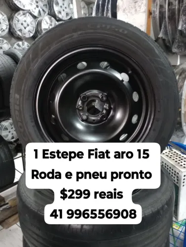Estepe Fiat aro 15 roda e pneu pronto furação 4x98 original Fiat