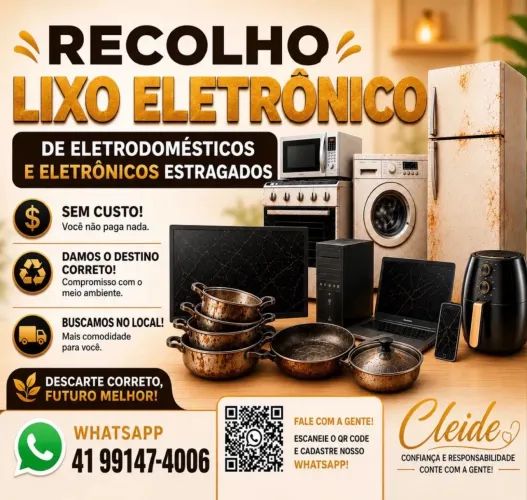 RECOLHO LIXO ELETRÔNICO E ELETRODOMÉSTICOS GRATUITAMENTE!